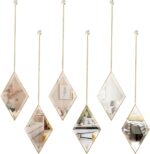 yshengood Diamond Wall Mirror Set of 6 Pcs, Gold Wall Decor Mirrors Sm... - Image 2