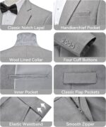 WEEN CHARM Males's Fits Slim Match 2 Piece Two Button Blazer Marriage ceremony Promenade... - Image 4