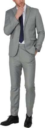 WEEN CHARM Males's Fits Slim Match 2 Piece Two Button Blazer Marriage ceremony Promenade... - Image 7