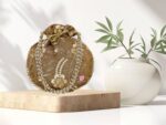 Potli Bag for Ladies Ethnic Gold, Pearl Deal with Floral Accents, Drawstri... - Image 8