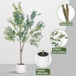 Synthetic Olive Tree, 5FT Tall Fake Olive Tree with White Tall Plante... - Image 4