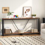 HOOBRO 70.9" Additional Lengthy Couch Console Desk with Charging Station, 2-Ti... - Image 6