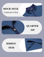 COOFANDY Mens Quarter Zip Pullover Mock Neck Quilted Sweatshirt Informal... - Image 5