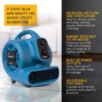 XPOWER P-230AT Mini Mighty 1/4 HP 925 CFM Centrifugal Air Mover, Carpe... - Image 3