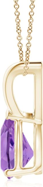Angara Pure Amethyst Solitaire Pendant for Girls | V-Bale Pear-Shap... - Image 3