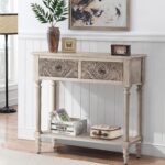 COSIEST Console Desk with 2 Drawers, MDF Slim Entryway Desk with S... - Image 7