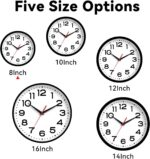 Wall Clock Silent Non-Ticking Fashionable Clock Battery Operated 8 Inch Sma... - Image 6