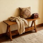 Rustic Strong Wooden Entryway Bench, Farmhouse Bench for Entryway, Small ... - Image 4