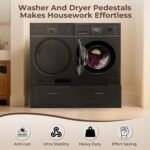 28" Washer and Dryer Pedestals with Drawer- Laundry Pedestal Stand for... - Image 8
