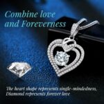 OOBEE Moissanite Coronary heart Necklaces for Girls, 1- 4 Carat Moissanite 925 ... - Image 6
