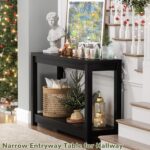 Small Farmhouse Wooden Entryway Desk Slim Console Desk with Storage ... - Image 3