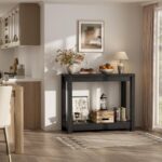Small Farmhouse Wooden Entryway Desk Slim Console Desk with Storage ... - Image 7