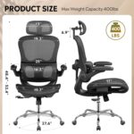 DEVAISE Ergonomic Mesh House Workplace Desk Chair with Lumbar Assist, Hig... - Image 4
