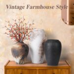 Rustic Vase for Flowers, 8.9'' Brown Farmhouse Ceramic Vases for House ... - Image 7