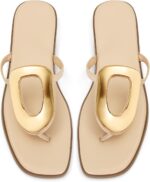 Flip-Flops for Ladies Thong Sandals Flat Black Slip on Slides Leather-based B... - Image 7