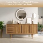 26 inch Spherical Mirrors for Wall Wooden Circle Mirror with Carved Body Ru... - Image 4