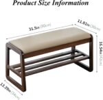 Shoe Bench, Entryway Bench with Leather-based Cushion, Stable Wooden Shoe Rack,... - Image 3