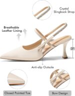 Coutgo Womens Slingback Kitten Heels Mary Jane Footwear Bow Crystal Shut... - Image 6