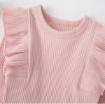 Fullfamous Child Lady's 3pc Rib Frill Lengthy Sleeve Romper and Pant Set - Image 5