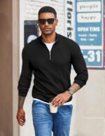 COOFANDY Mens Quarter Zip Pullover Quilted Knit Sweater Slim Match Mock ... - Image 3