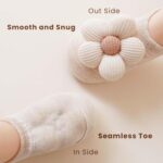 Konssy 4 Packs Child Woman Socks with Cute Flower, Anti Non-Slip Gentle Co... - Image 6