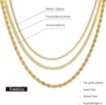 Freekiss Herringbone Necklace for Girls,Dainty Gold Necklace,14k Gold ... - Image 8