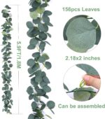 2 Pack Synthetic Eucalyptus Garland Fake Silk Leaf Silver Greenback Euca... - Image 3