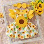 Child Woman Garments New child Ruffle Romper Cartoon Suspender Skirt Bow He... - Image 3