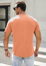 JMIERR Males's Muscle Slim Henley Shirts Crewneck Longline T-Shirt Health club W... - Image 3