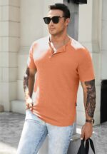 JMIERR Males's Muscle Slim Henley Shirts Crewneck Longline T-Shirt Health club W... - Image 6