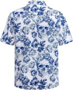 Males's Floral Cranium Print Quick Sleeve Button Down Shirt - Image 3