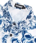 Males's Floral Cranium Print Quick Sleeve Button Down Shirt - Image 4