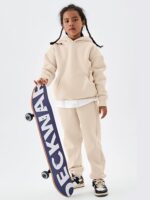 YKR Children Sweatsuit Ladies Boys Fleece 2 Piece Outfits Hooded Sweatshirt... - Image 3