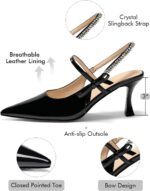 Coutgo Womens Slingback Kitten Heels Mary Jane Footwear Bow Crystal Shut... - Image 6