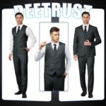 Males's Slim Match 2 Button 3 Piece Swimsuit Set, Stable Blazer Jacket with Mul... - Image 5