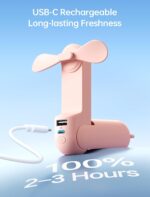 JISULIFE Handheld Mini Fan, 3 IN 1 USB Rechargeable Moveable Fan [12-1... - Image 4