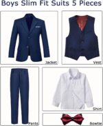 Boy Fits 5 Piece Slim Match Go well with for Youngsters Toddler Formal Set Marriage ceremony Ri... - Image 4