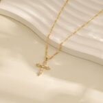 Cross Necklace for Ladies,Double Cross Necklace 14K Gold Plated Cross P... - Image 6