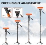 Skilled Digicam Monopod with Ft, 73.2 inch Aluminum Moveable Tra... - Image 5