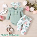 Child Lady Garments New child Toddler Outfits Ruffle Romper+ Floral Pants +... - Image 3