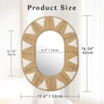 Briful Bohomain Wall Mirror Oval Ornamental Mirror Seagrass Wall-Mount... - Image 3