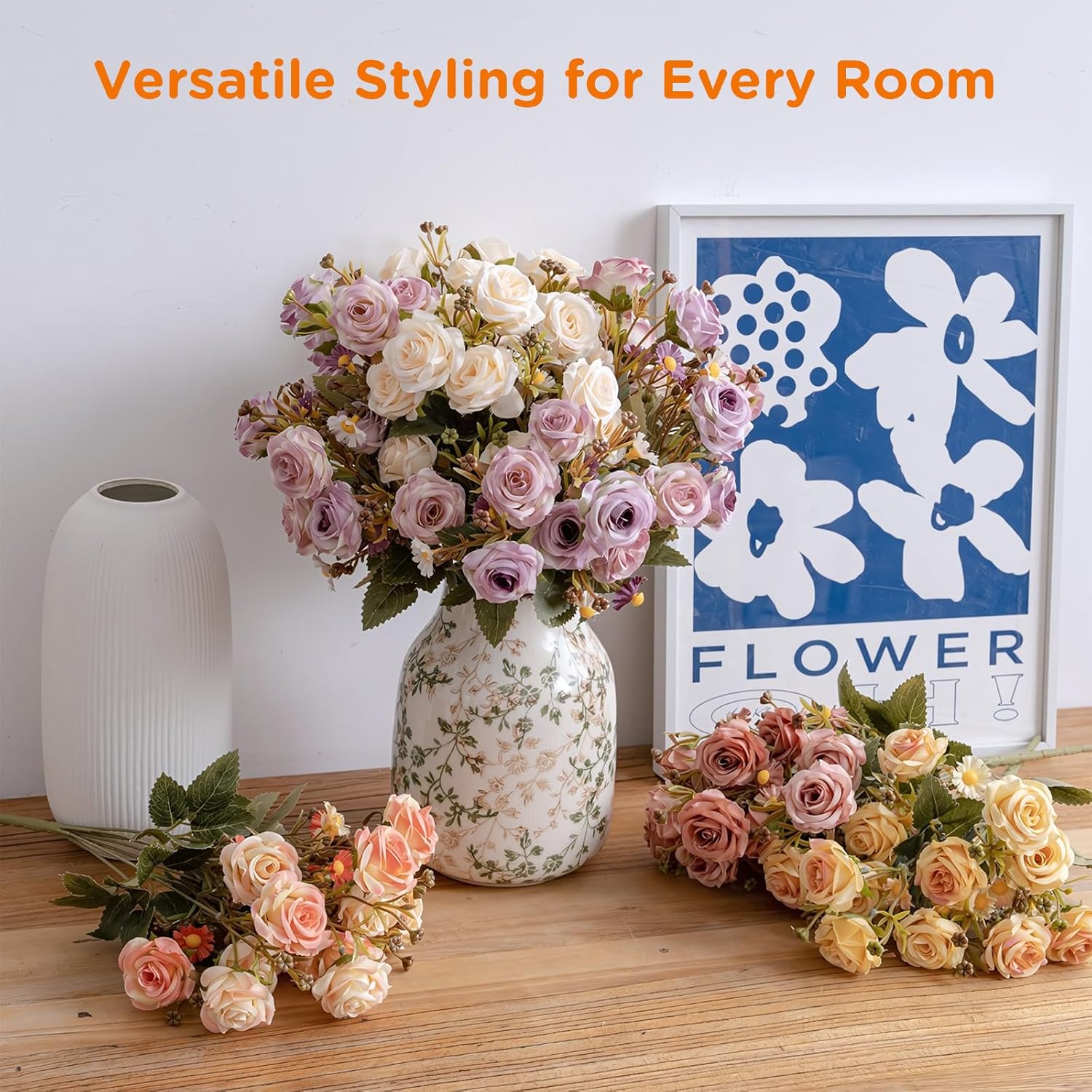Rustic Classic Ceramic Vase, 7.8 inch Beige and Inexperienced Ornamental Vase,... - Image 3