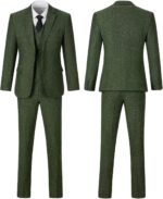 Retro 3 Piece Go well with Tweed Herringbone Males's Fits Slim Match Groom Tuxedo... - Image 7