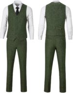 Retro 3 Piece Go well with Tweed Herringbone Males's Fits Slim Match Groom Tuxedo... - Image 8