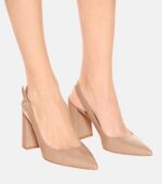 Ladies's Pointed Toe Block Heel Pumps Slingback Chunky Heel Slip On Wor... - Image 3