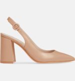 Ladies's Pointed Toe Block Heel Pumps Slingback Chunky Heel Slip On Wor... - Image 5