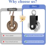 3.46in Cable Pulley Wheel with Hanging Strap and Carabiner, and Fitnes... - Image 8