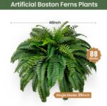 Single Silky Synthetic Boston Fern Bush, 48Inch Synthetic Crops, Su... - Image 3