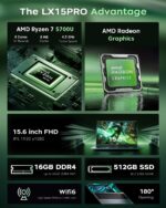 2025 Laptop computer with AMD Ryzen7(As much as 4.3GHZ,8C/16T),AMD Radeon Graphics,1... - Image 3