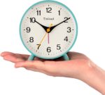4.5" Vintage Retro Analog Alarm Clock, Small Silent Bedside Desk Clock... - Image 3